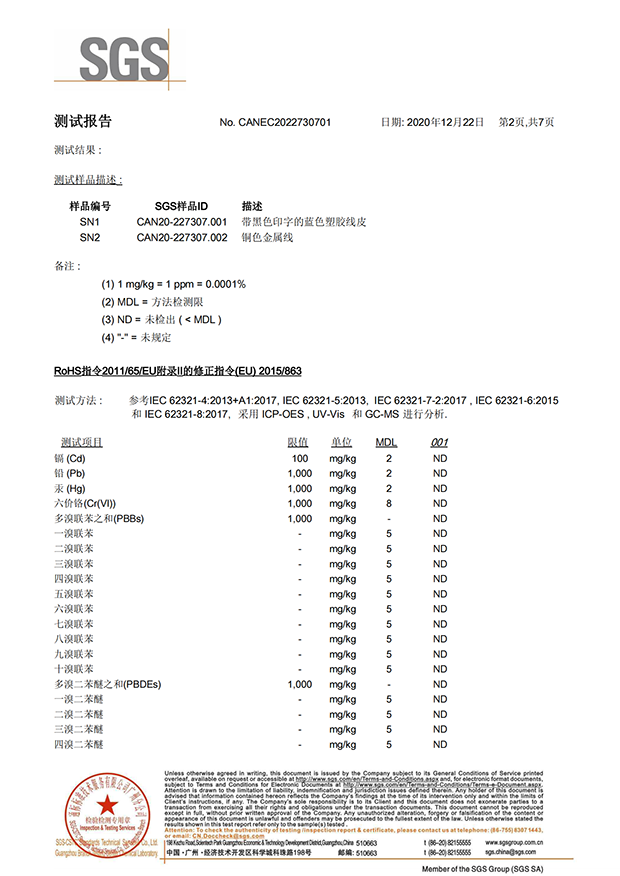 电力电缆环保证书