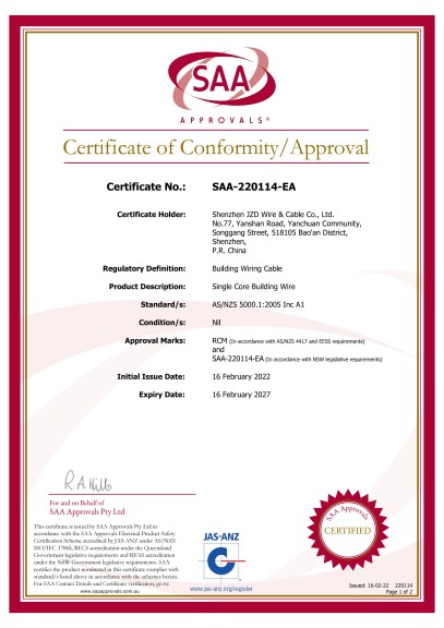 SAA-220114 2类导体 0.6/1kV